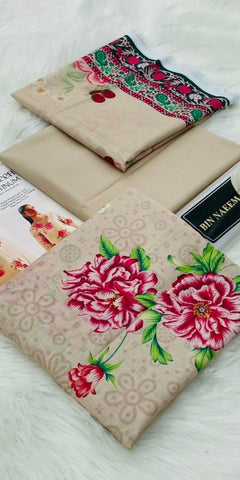Bin Naeem Premium Digital Lawn – 3 Piece Unstitched Suit | Floral Elegance
