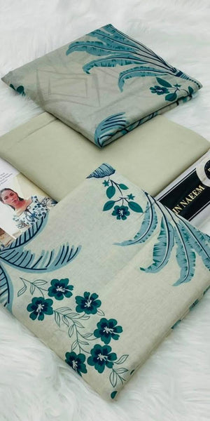 Bin Naeem Premium Digital Lawn – 3 Piece Unstitched Suit | Blue Botanical Charm